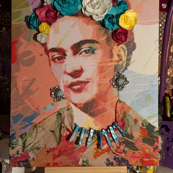 Colorful Frida Kahlo Canvas Art - Picture 2 of 2